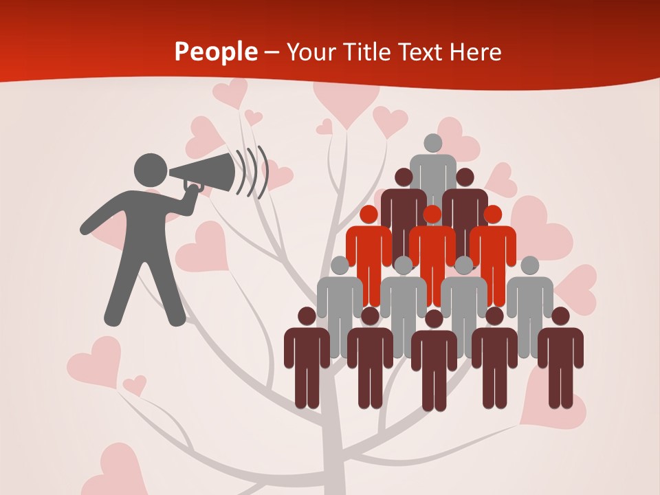 A Tree With Hearts On It With A Red Background PowerPoint Template