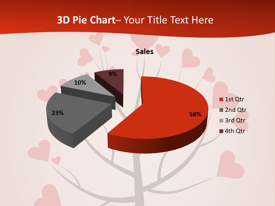 A Tree With Hearts On It With A Red Background PowerPoint Template