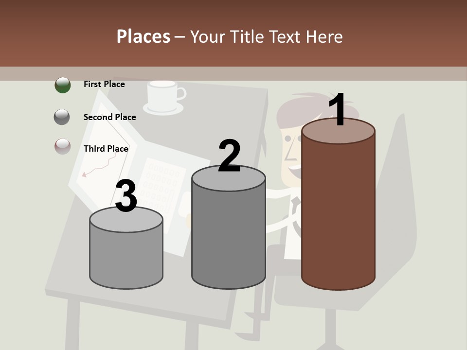 A Man Sitting At A Desk With A Cup Of Coffee On It PowerPoint Template