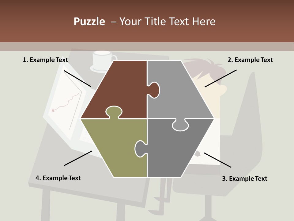 A Man Sitting At A Desk With A Cup Of Coffee On It PowerPoint Template