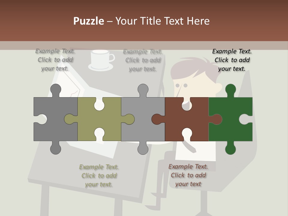 A Man Sitting At A Desk With A Cup Of Coffee On It PowerPoint Template