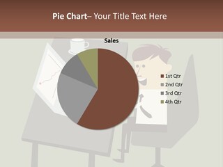 A Man Sitting At A Desk With A Cup Of Coffee On It PowerPoint Template