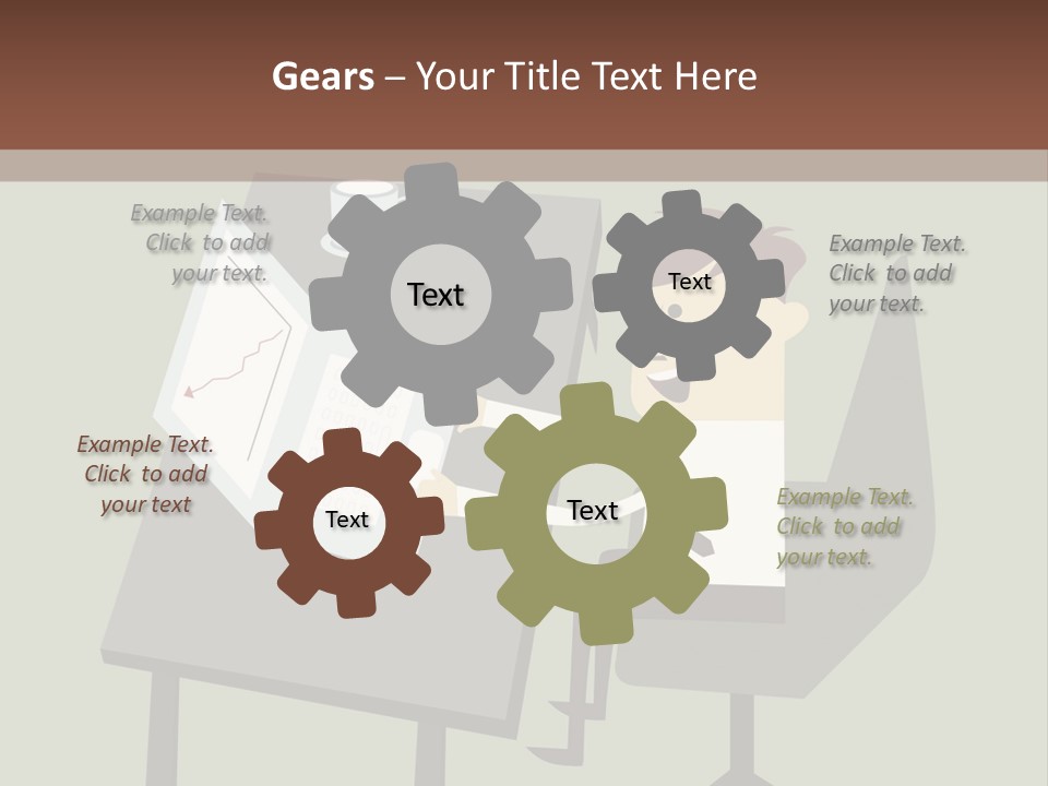 A Man Sitting At A Desk With A Cup Of Coffee On It PowerPoint Template