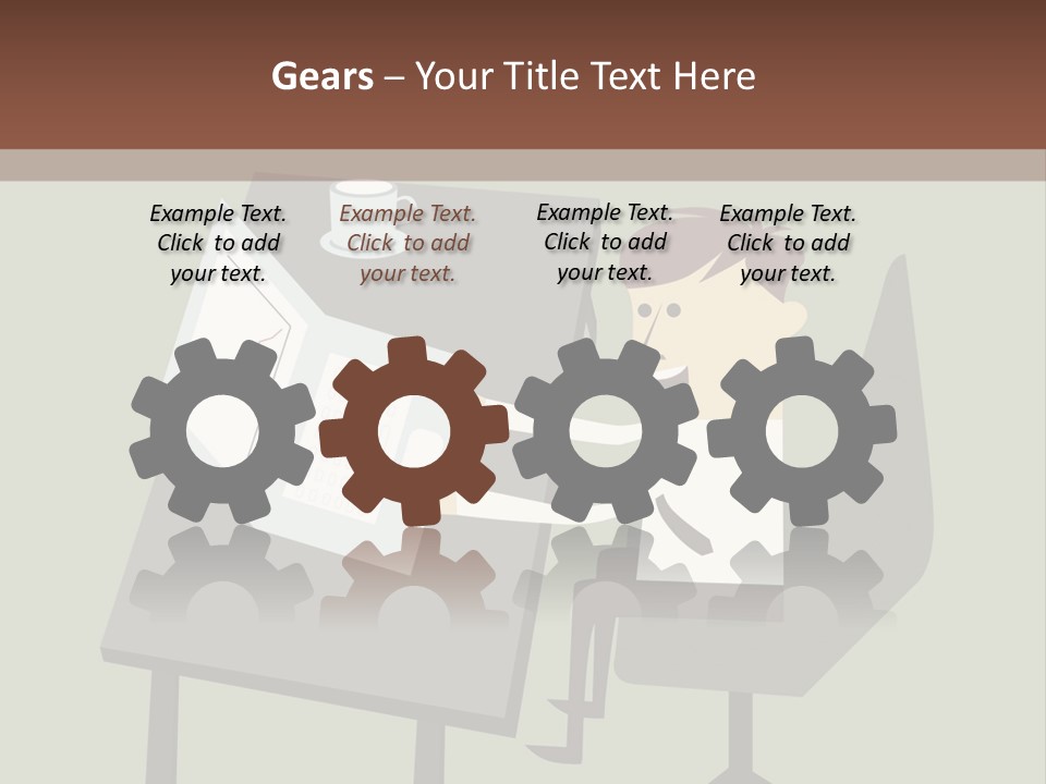 A Man Sitting At A Desk With A Cup Of Coffee On It PowerPoint Template