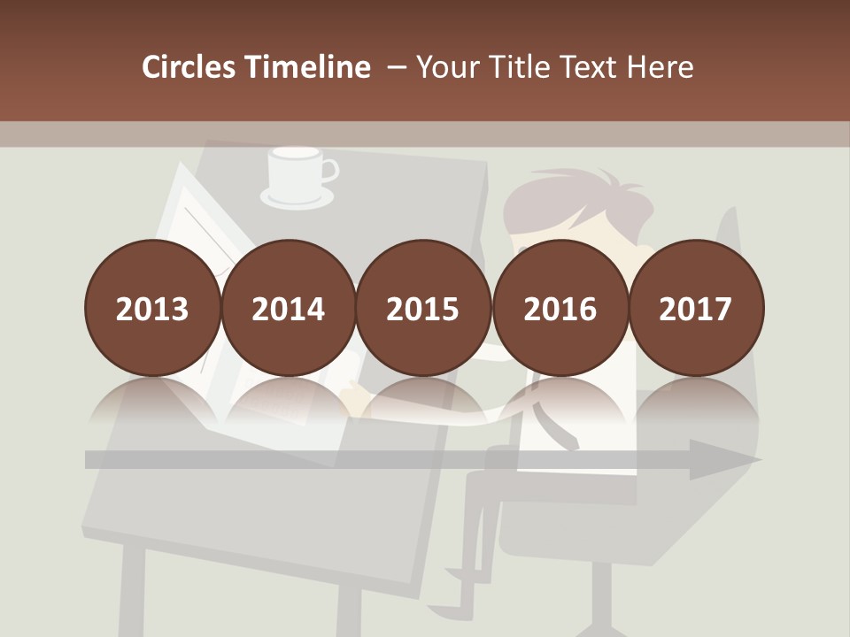 A Man Sitting At A Desk With A Cup Of Coffee On It PowerPoint Template