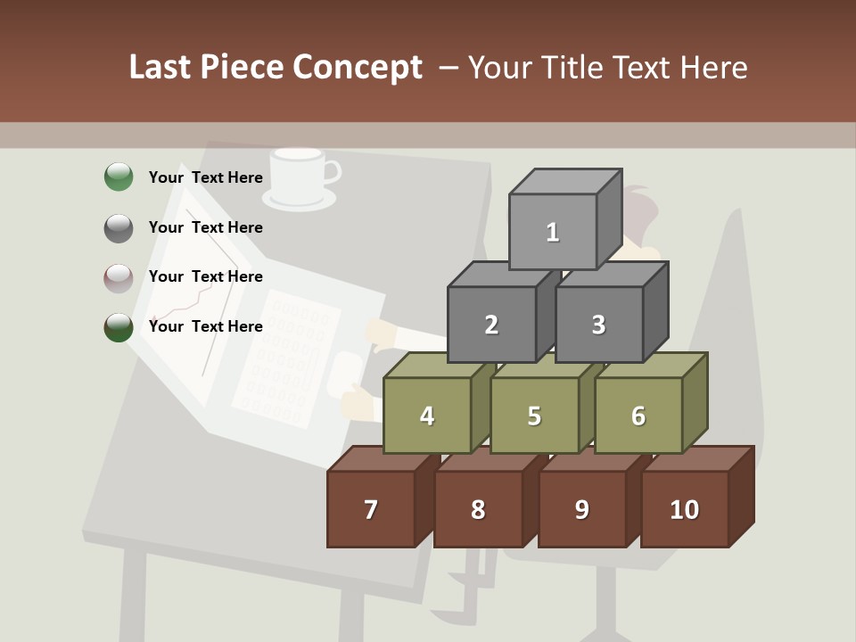 A Man Sitting At A Desk With A Cup Of Coffee On It PowerPoint Template