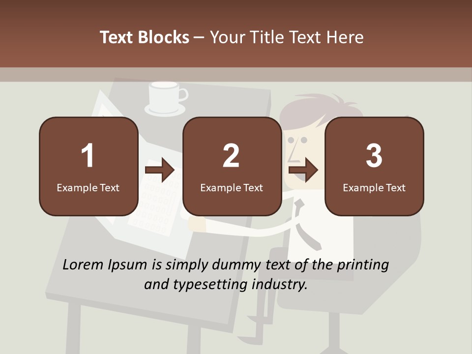 A Man Sitting At A Desk With A Cup Of Coffee On It PowerPoint Template