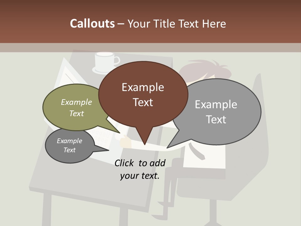 A Man Sitting At A Desk With A Cup Of Coffee On It PowerPoint Template