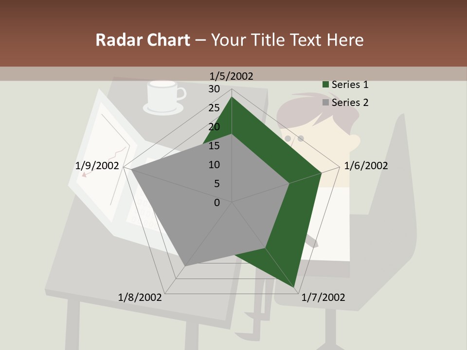 A Man Sitting At A Desk With A Cup Of Coffee On It PowerPoint Template