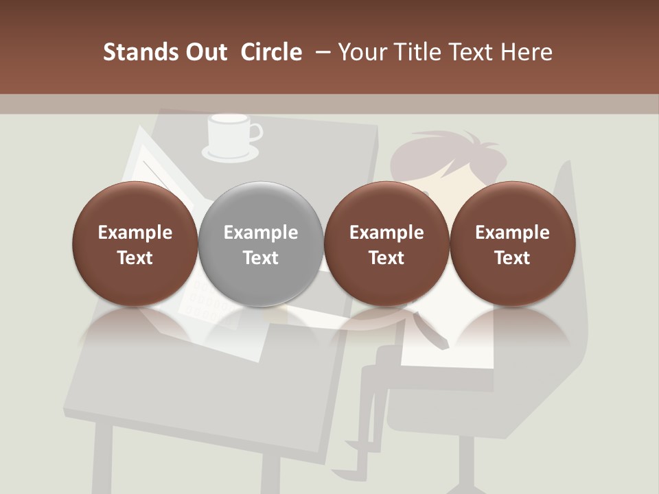 A Man Sitting At A Desk With A Cup Of Coffee On It PowerPoint Template