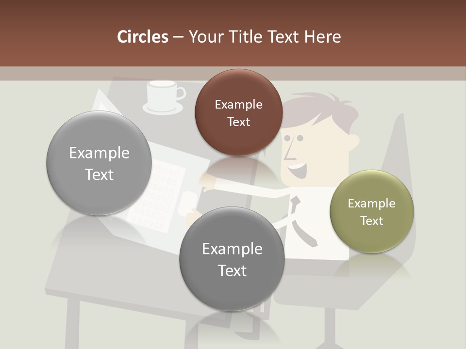 A Man Sitting At A Desk With A Cup Of Coffee On It PowerPoint Template