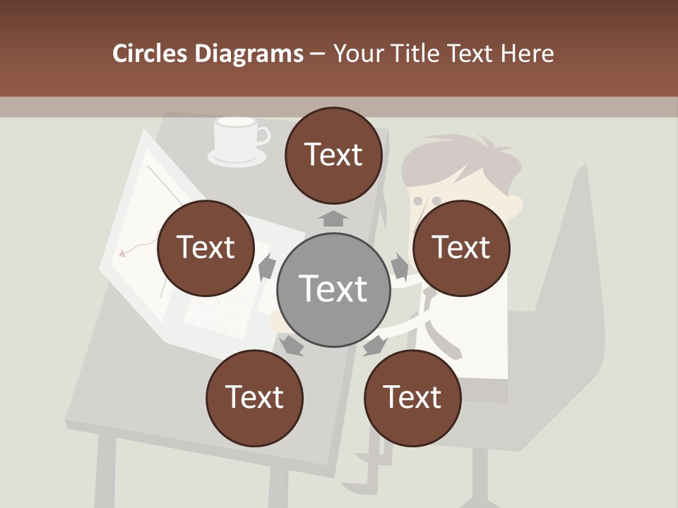 A Man Sitting At A Desk With A Cup Of Coffee On It PowerPoint Template