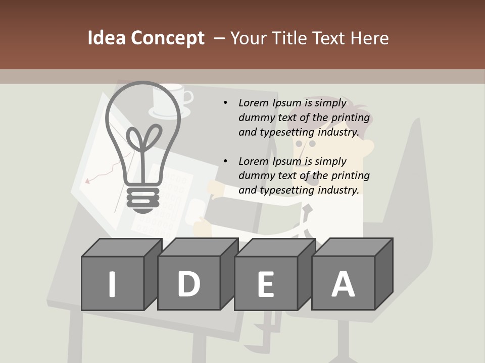 A Man Sitting At A Desk With A Cup Of Coffee On It PowerPoint Template