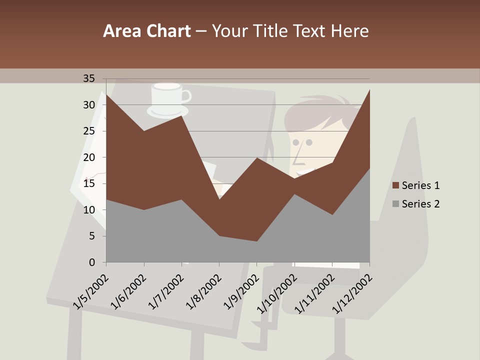 A Man Sitting At A Desk With A Cup Of Coffee On It PowerPoint Template