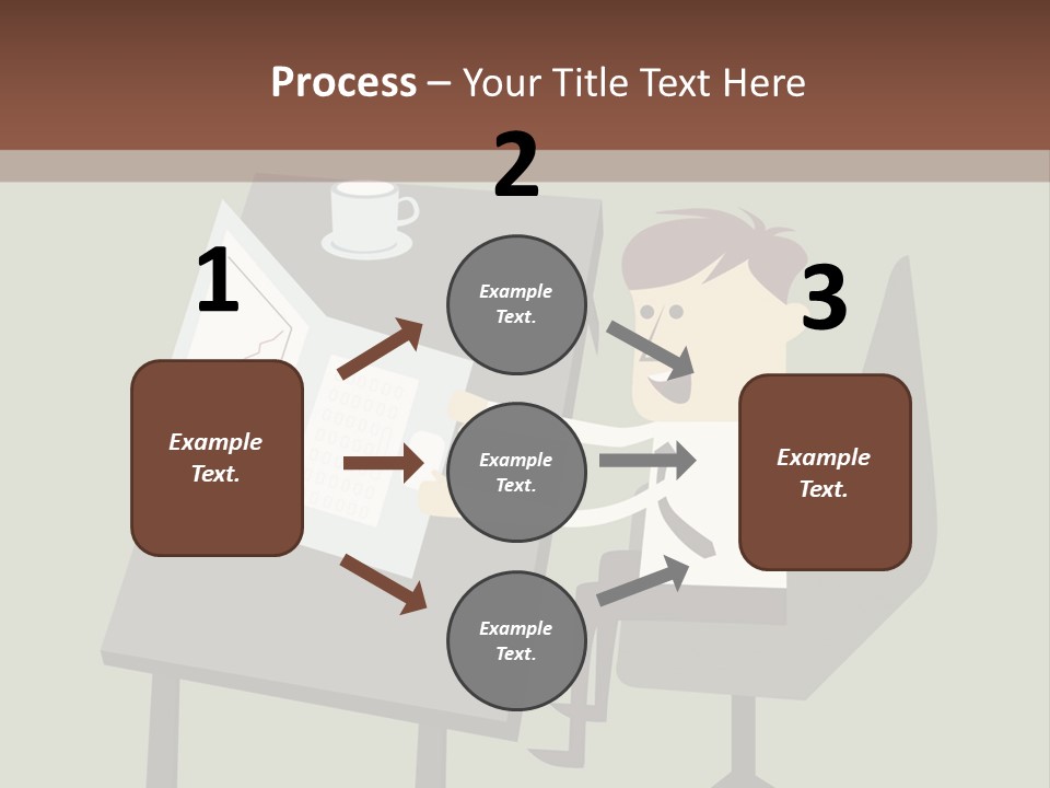 A Man Sitting At A Desk With A Cup Of Coffee On It PowerPoint Template