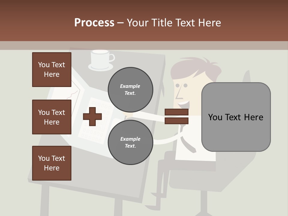 A Man Sitting At A Desk With A Cup Of Coffee On It PowerPoint Template