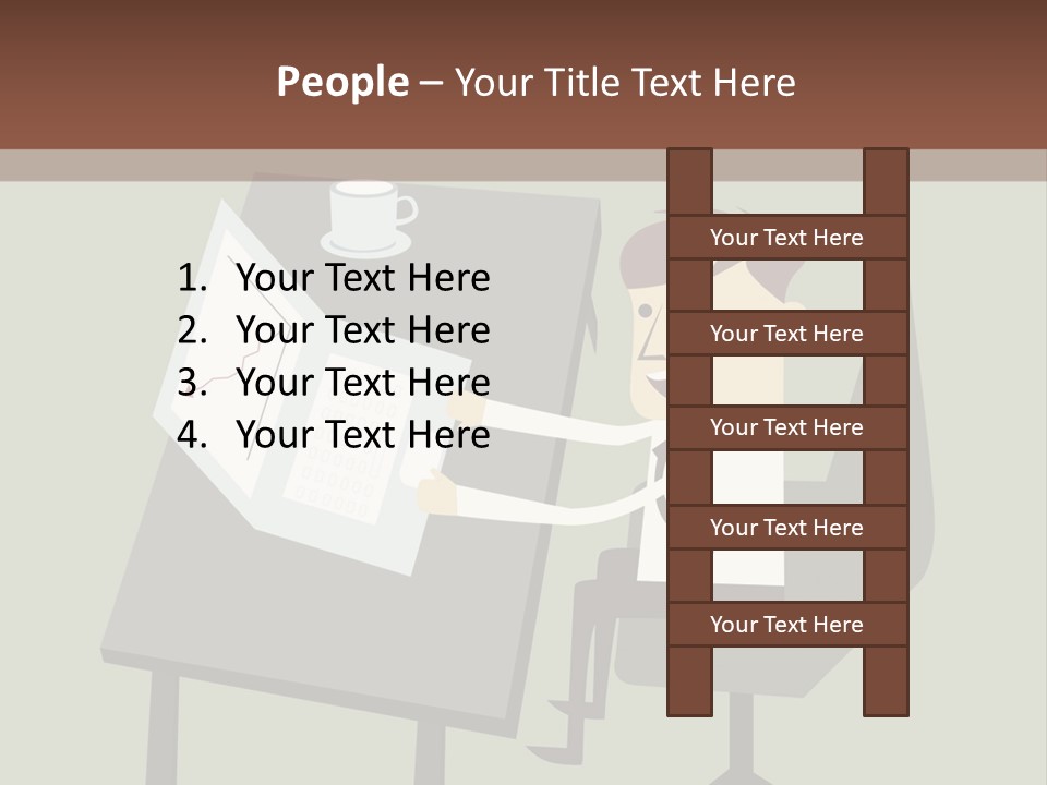 A Man Sitting At A Desk With A Cup Of Coffee On It PowerPoint Template