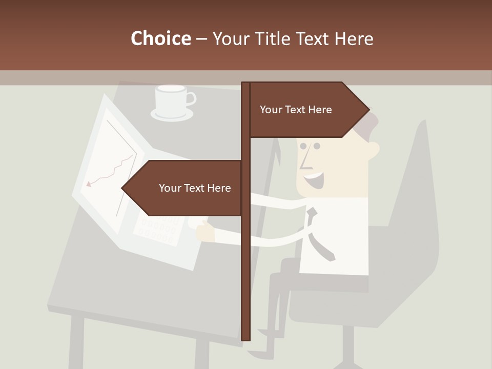 A Man Sitting At A Desk With A Cup Of Coffee On It PowerPoint Template