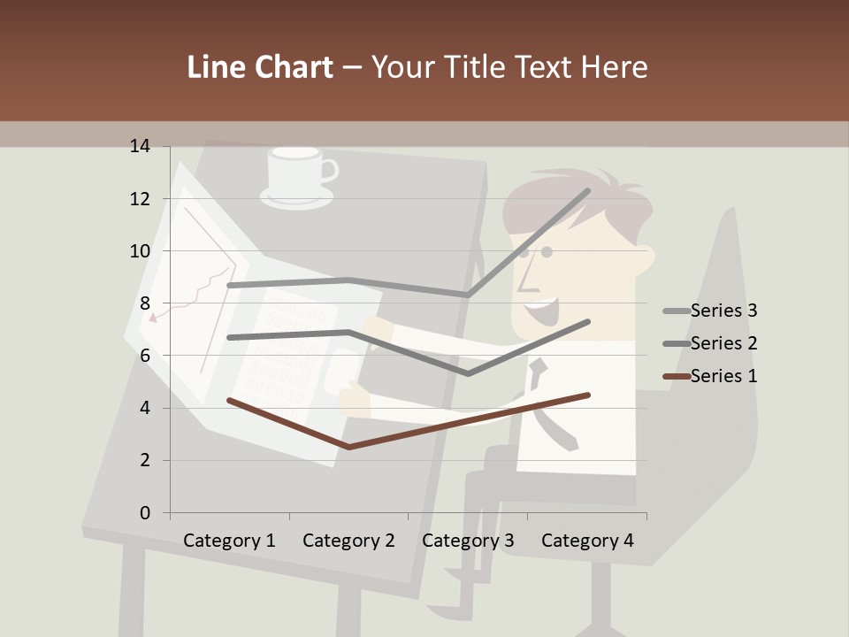 A Man Sitting At A Desk With A Cup Of Coffee On It PowerPoint Template