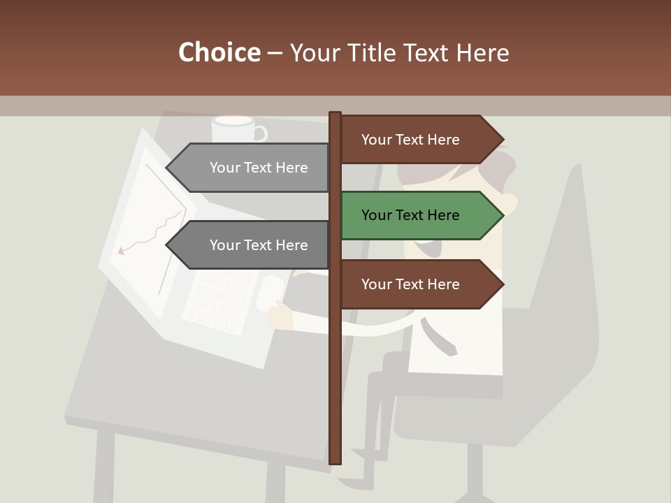 A Man Sitting At A Desk With A Cup Of Coffee On It PowerPoint Template