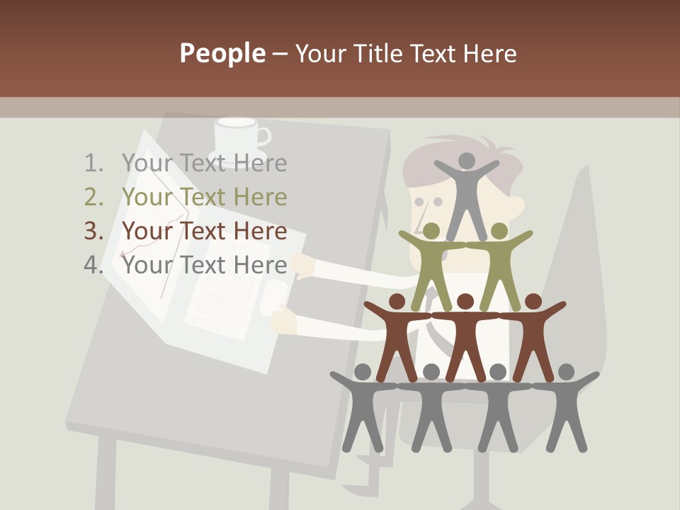 A Man Sitting At A Desk With A Cup Of Coffee On It PowerPoint Template