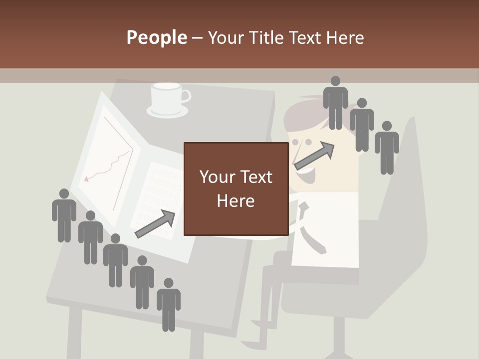 A Man Sitting At A Desk With A Cup Of Coffee On It PowerPoint Template