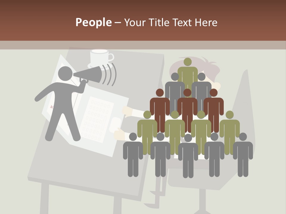 A Man Sitting At A Desk With A Cup Of Coffee On It PowerPoint Template