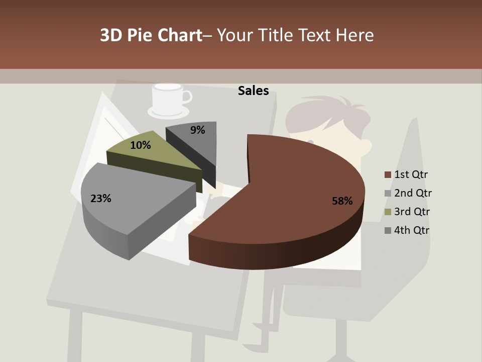 A Man Sitting At A Desk With A Cup Of Coffee On It PowerPoint Template