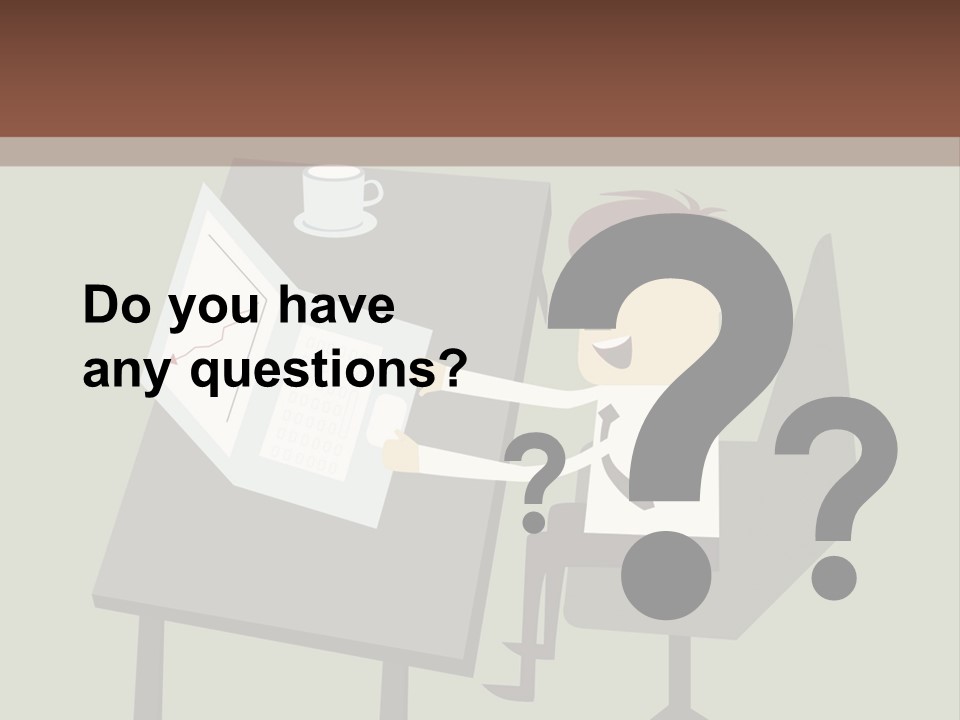 A Man Sitting At A Desk With A Cup Of Coffee On It PowerPoint Template