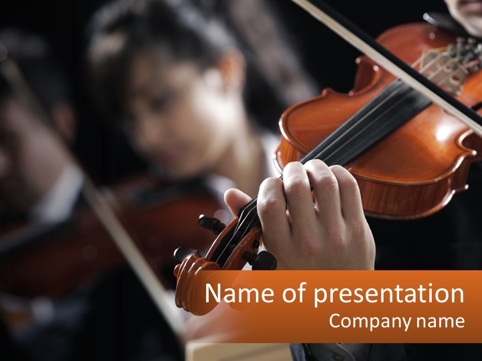 A Person Holding A Violin In Front Of A Group Of People PowerPoint Template