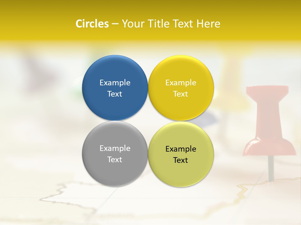 A Group Of Pins With A Map In The Background PowerPoint Template