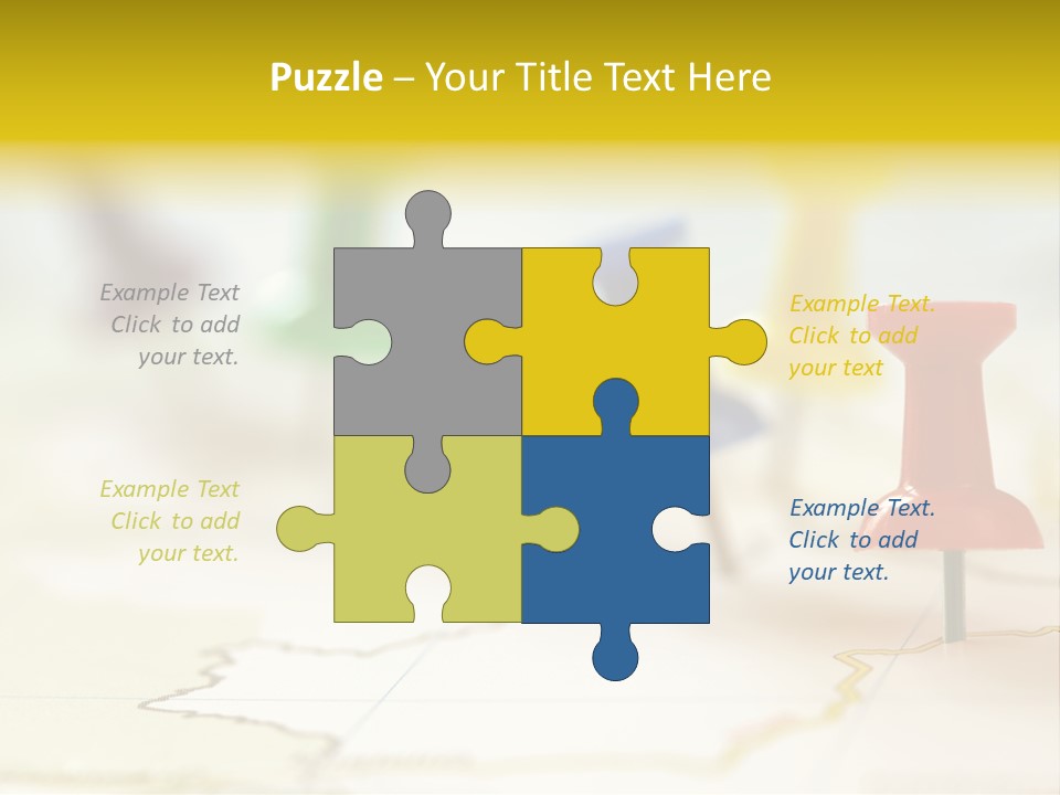 A Group Of Pins With A Map In The Background PowerPoint Template