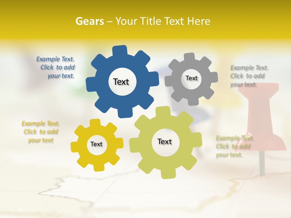 A Group Of Pins With A Map In The Background PowerPoint Template