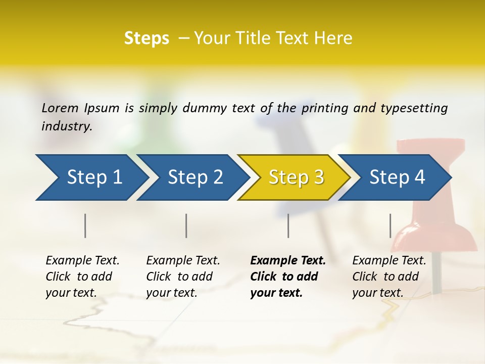 A Group Of Pins With A Map In The Background PowerPoint Template