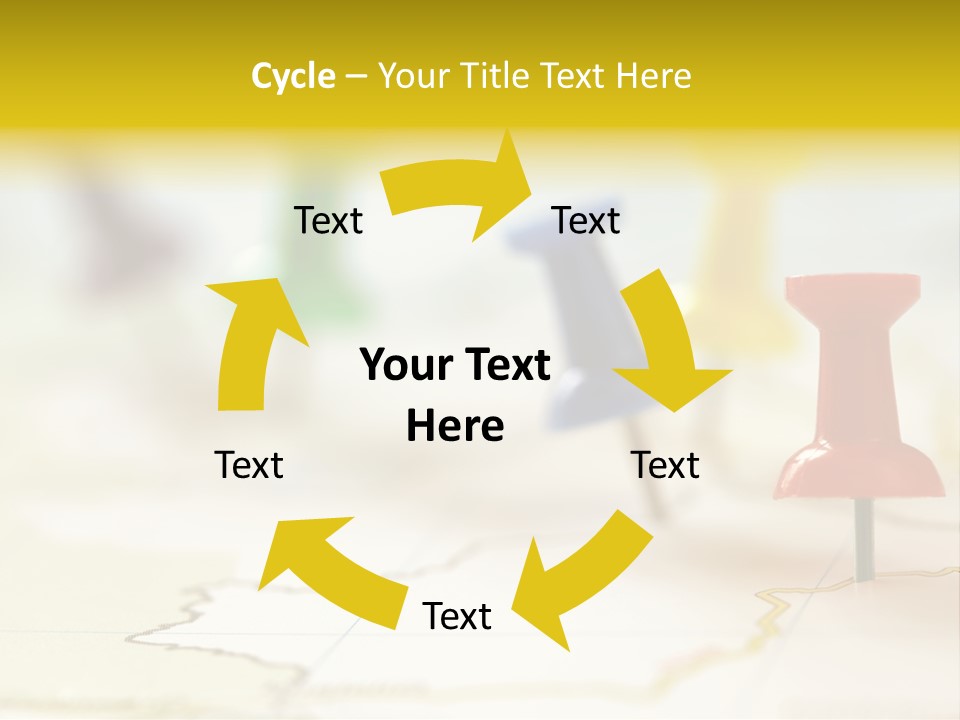 A Group Of Pins With A Map In The Background PowerPoint Template