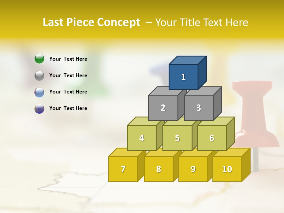 A Group Of Pins With A Map In The Background PowerPoint Template