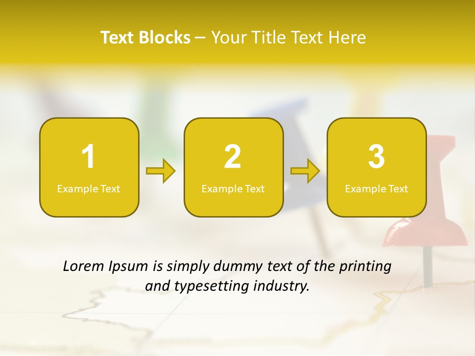 A Group Of Pins With A Map In The Background PowerPoint Template