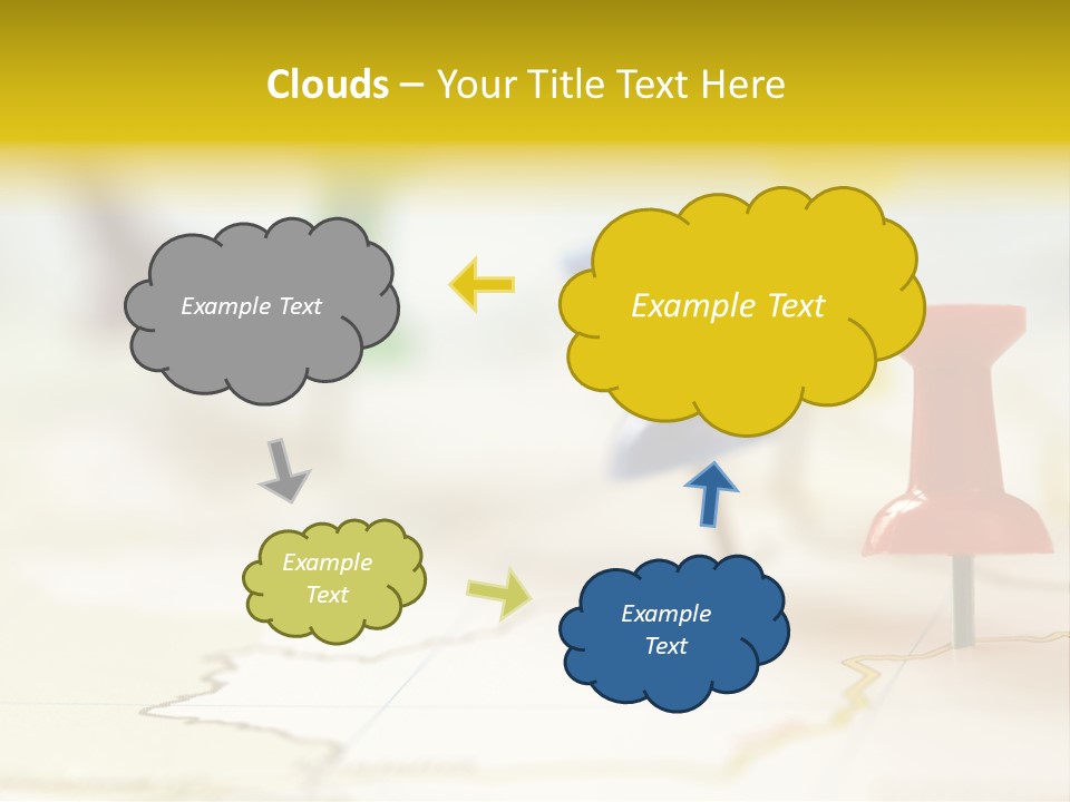 A Group Of Pins With A Map In The Background PowerPoint Template