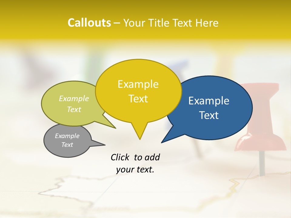 A Group Of Pins With A Map In The Background PowerPoint Template