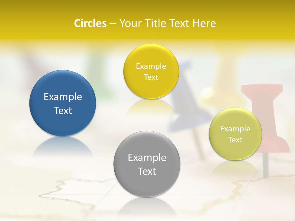 A Group Of Pins With A Map In The Background PowerPoint Template