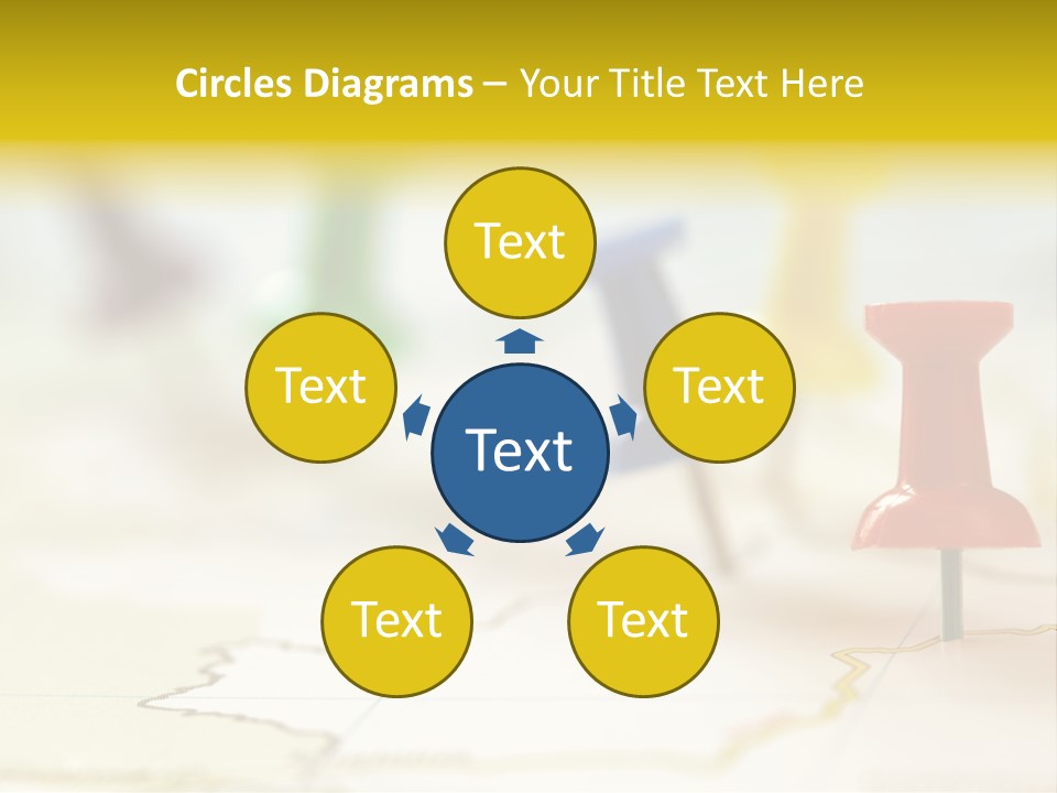 A Group Of Pins With A Map In The Background PowerPoint Template