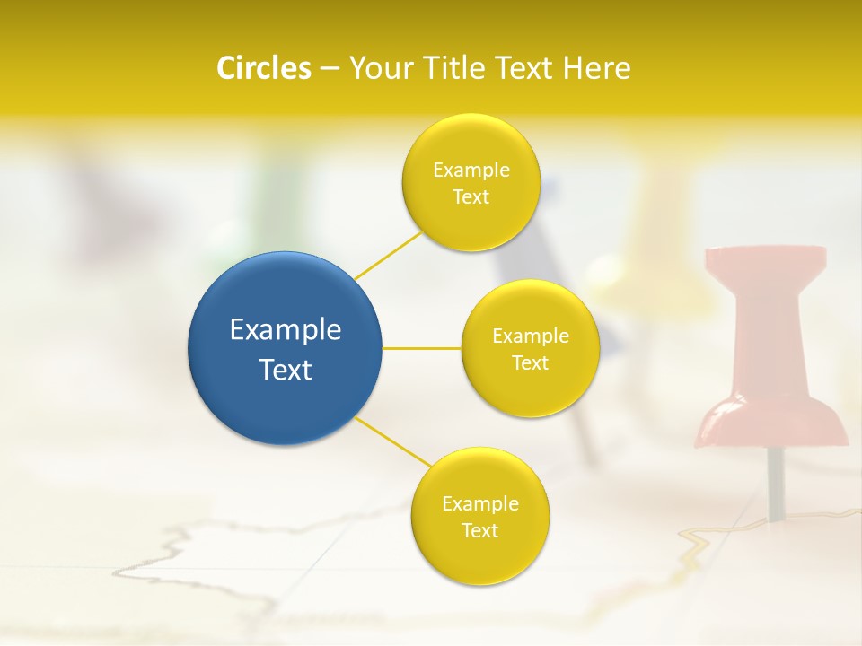 A Group Of Pins With A Map In The Background PowerPoint Template