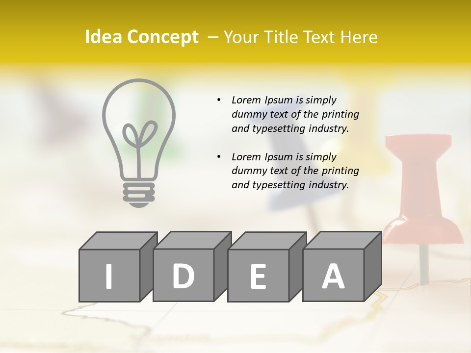 A Group Of Pins With A Map In The Background PowerPoint Template