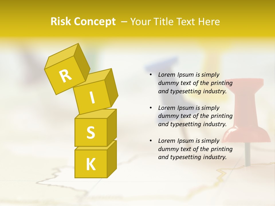 A Group Of Pins With A Map In The Background PowerPoint Template