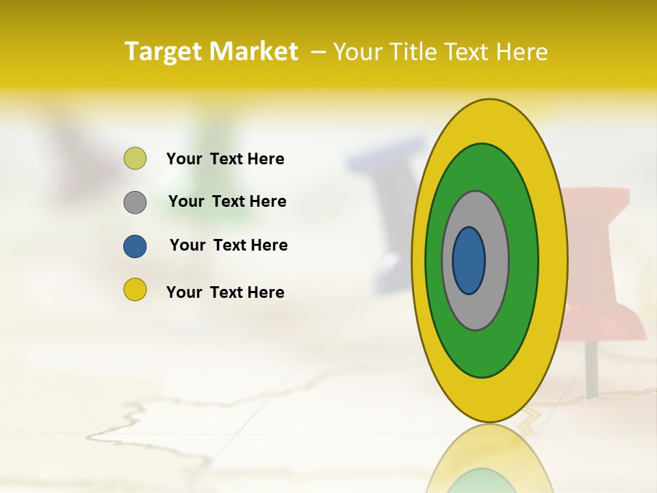 A Group Of Pins With A Map In The Background PowerPoint Template