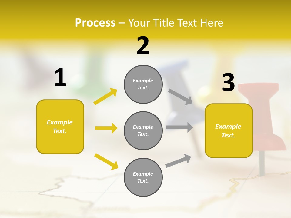 A Group Of Pins With A Map In The Background PowerPoint Template