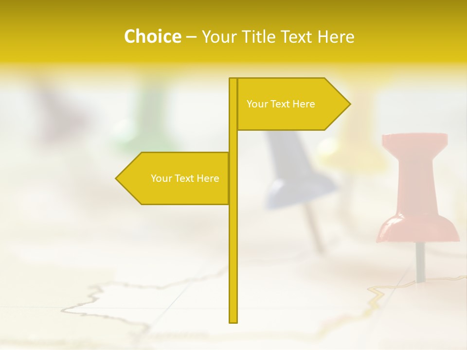 A Group Of Pins With A Map In The Background PowerPoint Template