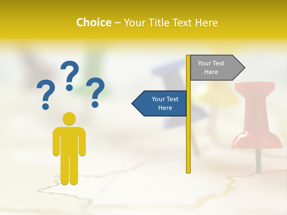 A Group Of Pins With A Map In The Background PowerPoint Template