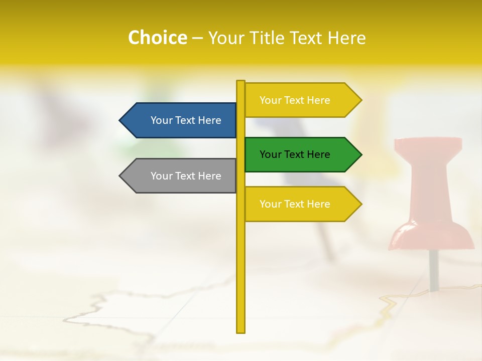 A Group Of Pins With A Map In The Background PowerPoint Template