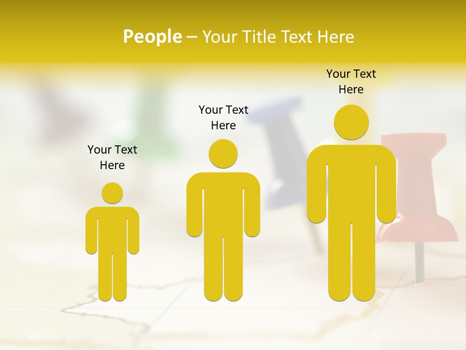 A Group Of Pins With A Map In The Background PowerPoint Template